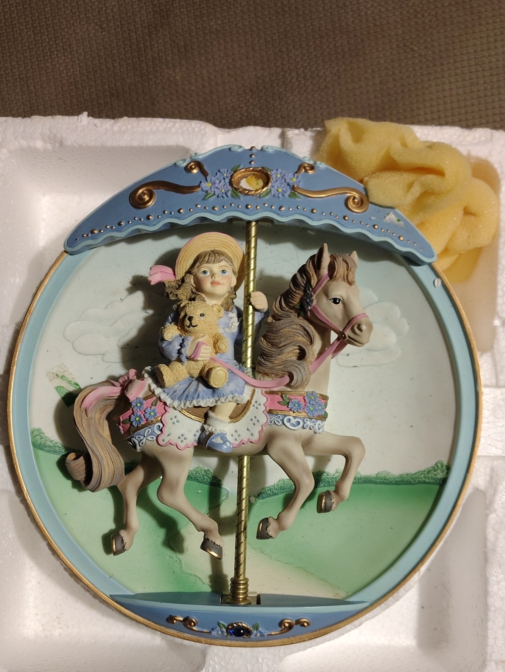 Musical Moving 3-D Carousel Horse Wall Plaque